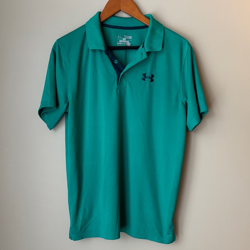 Under Armour Men's Green and Navy Polo Golf Shirt